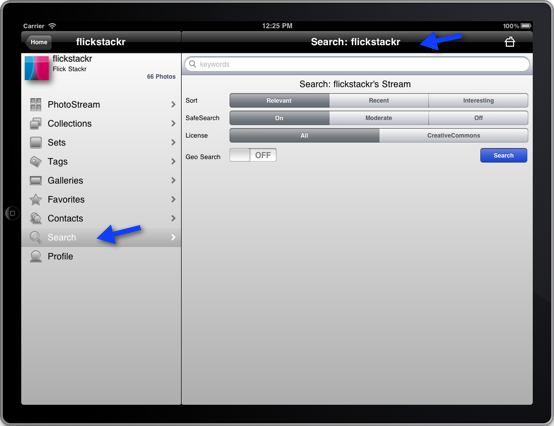 Search menu
